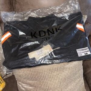 Men's Black Jacket with Orange Stripe - M